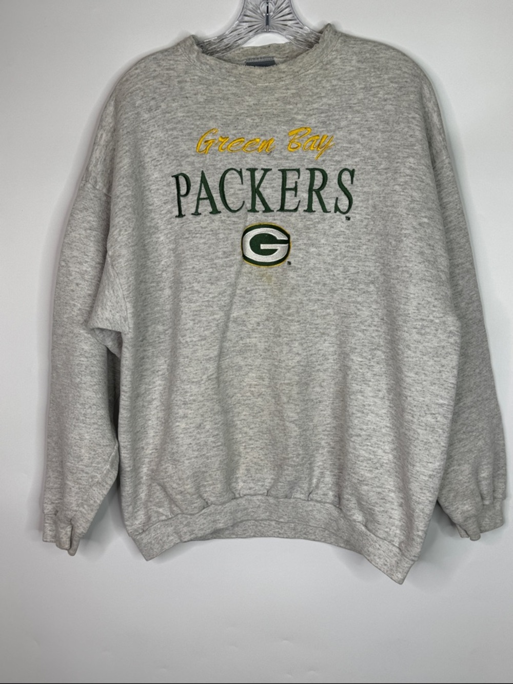 Vintage Logo 7 Gray Green Bay Packers Hooded Sweatshirt Size XL